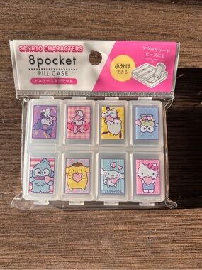 Sanrio Characters 8 Pocket Pill Case Daiso Japan Kawaii Organizer Hello Kitty